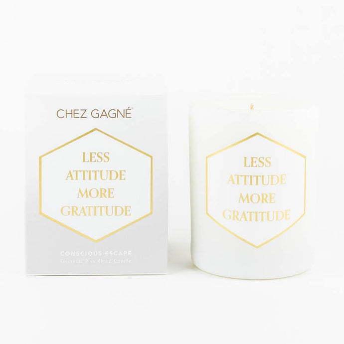 Less ATTITUDE more GRATITUDE - Painted Glass Candle
